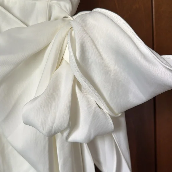 Wayf Delaney Asymmetrical Ivory Rouched Top, Spaghetti Strap Dress NWT Sz S Saks - Picture 8 of 13